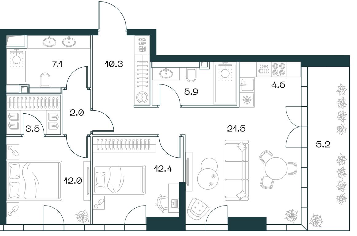 2-BD Apartment Sale, 84.3平方米 at SHIFT, 2nd Donskoy Drive, 10, Moscow, Russia #1 2-BD Apartment Sale, 84.3平方米 at SHIFT, 2nd Donskoy Drive, 10, Moscow, Russia #1