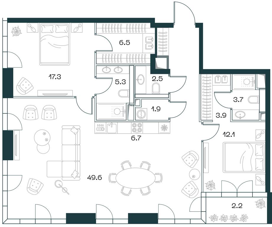 2-BD Apartment Sale, 120.2 sq. m. at SHIFT, 2nd Donskoy Drive, 10, Moscow, Russia #1