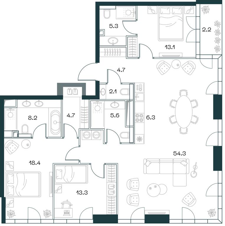 3-BD Apartment Sale, 139.4 sq. m. at SHIFT, 2nd Donskoy Drive, 10, Moscow, Russia #1