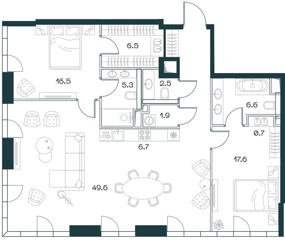 2-BD Apartment Sale, 122.4 sq. m. at SHIFT, 2nd Donskoy Drive, 10, Moscow, Russia #1