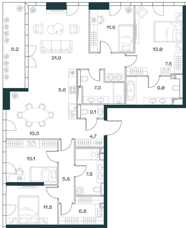4-BD Apartment Sale, 157.5平方米 at SHIFT, 2nd Donskoy Drive, 10, Moscow, Russia #1 4-BD Apartment Sale, 157.5平方米 at SHIFT, 2nd Donskoy Drive, 10, Moscow, Russia #1