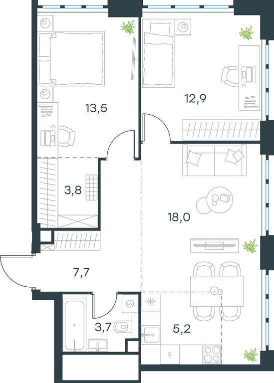 2-BD Apartment Sale, 64.8 sq. m. at Level Yzhnoportovaya, Yuzhnoportovaya Street, 28Ас17, Moscow, Russia #1 2-BD Apartment Sale, 64.8 sq. m. at Level Yzhnoportovaya, Yuzhnoportovaya Street, 28Ас17, Moscow, Russia #1