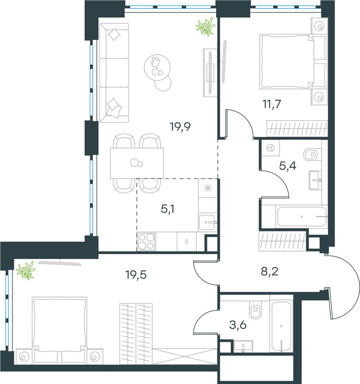2-BD Apartment Sale, 73.4平方米 at Level Yzhnoportovaya, Yuzhnoportovaya Street, 28Ас17, Moscow, Russia #1 2-BD Apartment Sale, 73.4平方米 at Level Yzhnoportovaya, Yuzhnoportovaya Street, 28Ас17, Moscow, Russia #1