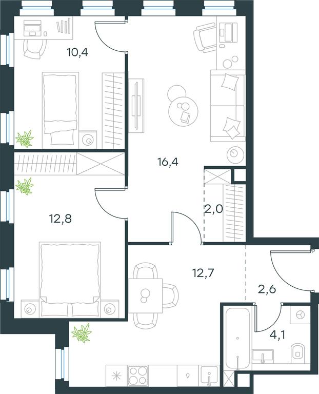 2-BD Apartment Sale, 61 sq. m. at Level Seligerskaya, Ilmenskiy Drive, 12, Moscow, Russia #1