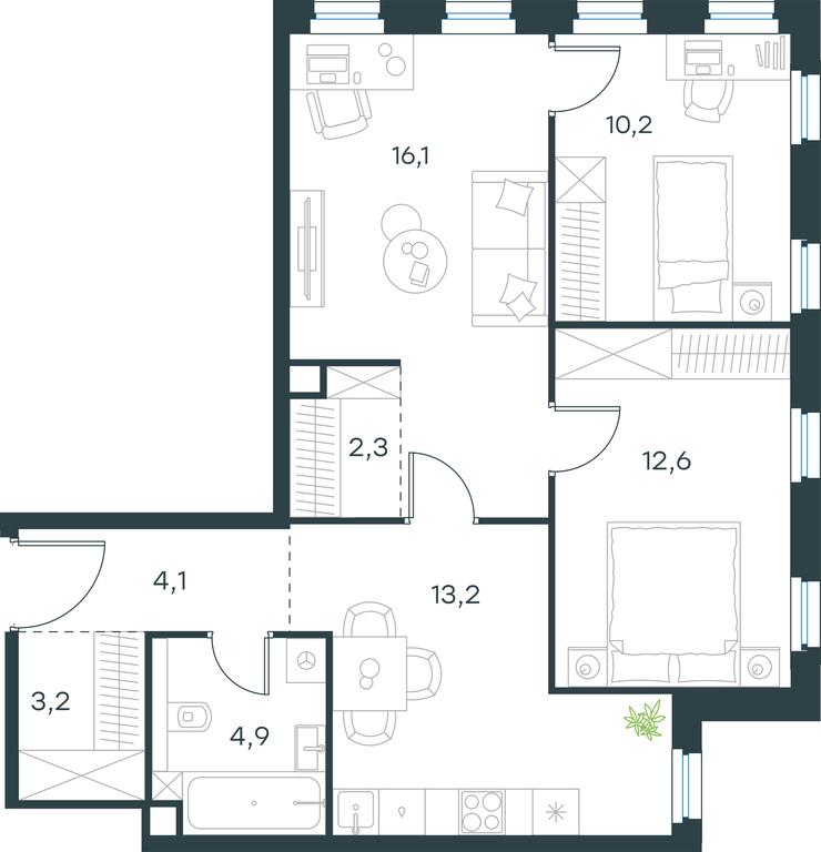 2-BD Apartment Sale, 66.6平方米 at Level Seligerskaya, Ilmenskiy Drive, 12, Moscow, Russia #1 2-BD Apartment Sale, 66.6平方米 at Level Seligerskaya, Ilmenskiy Drive, 12, Moscow, Russia #1