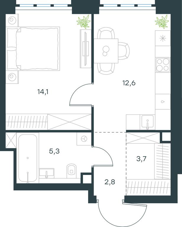 Apartment Sale, 38.5 sq. m. at Level Yzhnoportovaya, Yuzhnoportovaya Street, 28Ас17, Moscow, Russia #1