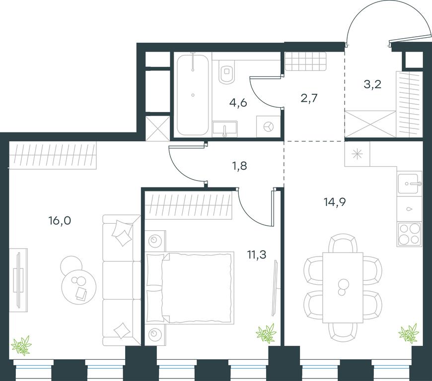 1-BD Apartment Sale, 54.5 sq. m. at Level Seligerskaya, Ilmenskiy Drive, 12, Moscow, Russia #1
