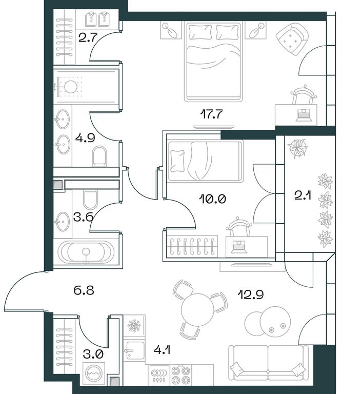 2-BD Apartment Sale, 67.9平方米 at SHIFT, 2nd Donskoy Drive, 10, Moscow, Russia #1 2-BD Apartment Sale, 67.9平方米 at SHIFT, 2nd Donskoy Drive, 10, Moscow, Russia #1