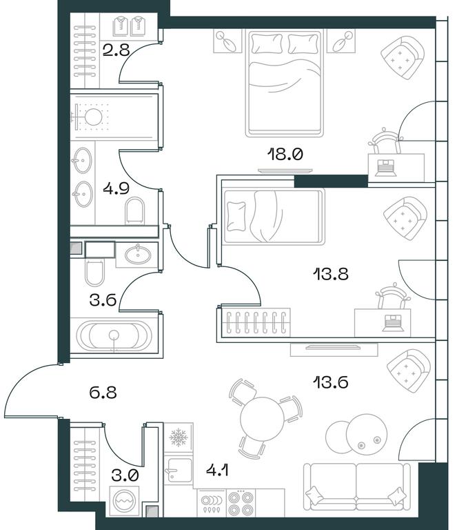 2-BD Apartment Sale, 70.6 sq. m. at SHIFT, 2nd Donskoy Drive, 10, Moscow, Russia #1 2-BD Apartment Sale, 70.6 sq. m. at SHIFT, 2nd Donskoy Drive, 10, Moscow, Russia #1