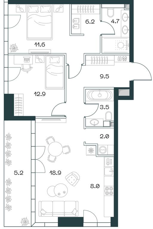 2-BD Apartment Sale, 82.5 sq. m. at SHIFT, 2nd Donskoy Drive, 10, Moscow, Russia #1 2-BD Apartment Sale, 82.5 sq. m. at SHIFT, 2nd Donskoy Drive, 10, Moscow, Russia #1