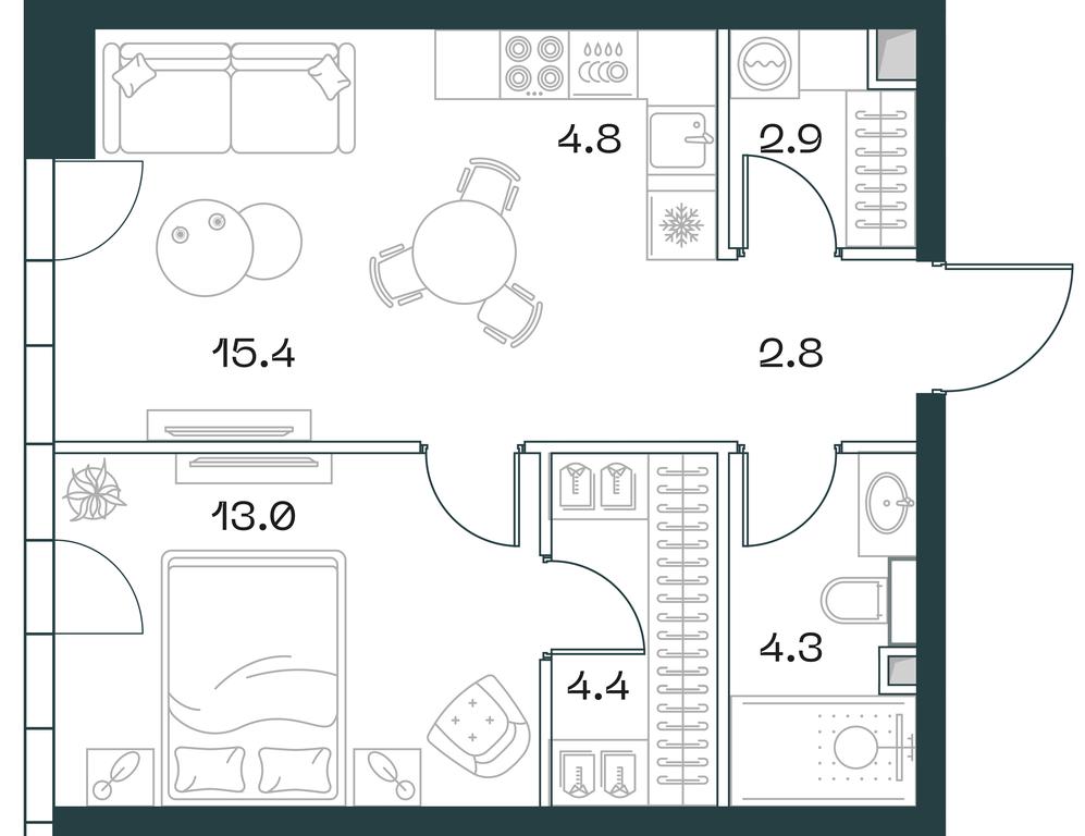 1-BD Apartment Sale, 47.6平方米 at SHIFT, 2nd Donskoy Drive, 10, Moscow, Russia #1 1-BD Apartment Sale, 47.6平方米 at SHIFT, 2nd Donskoy Drive, 10, Moscow, Russia #1