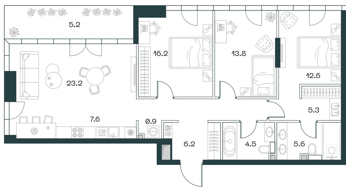 2-BD Apartment Sale, 107.6 sq. m. at SHIFT, 2nd Donskoy Drive, 10, Moscow, Russia #1