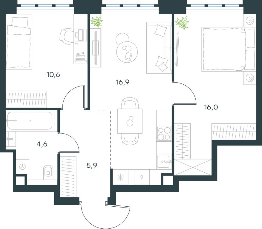1-BD Apartment Sale, 54 sq. m. at Level Yzhnoportovaya, Yuzhnoportovaya Street, 28Ас17, Moscow, Russia #1 1-BD Apartment Sale, 54 sq. m. at Level Yzhnoportovaya, Yuzhnoportovaya Street, 28Ас17, Moscow, Russia #1