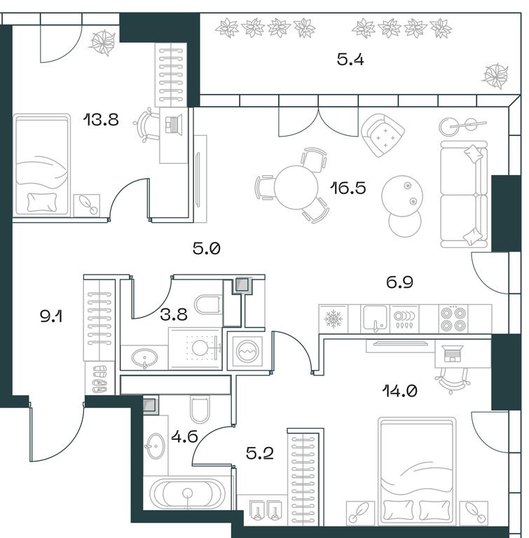 2-BD Apartment Sale, 85.3 sq. m. at SHIFT, 2nd Donskoy Drive, 10, Moscow, Russia #1 2-BD Apartment Sale, 85.3 sq. m. at SHIFT, 2nd Donskoy Drive, 10, Moscow, Russia #1