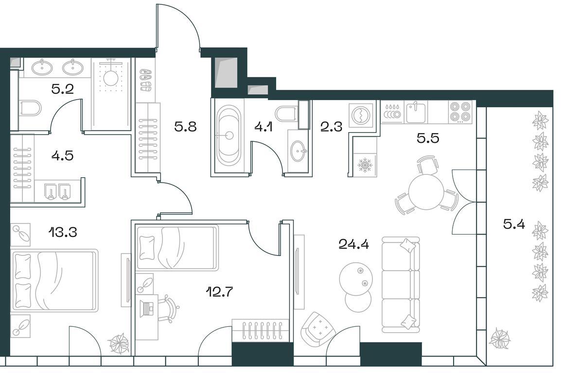 2-BD Apartment Sale, 83.2 sq. m. at SHIFT, 2nd Donskoy Drive, 10, Moscow, Russia #1 2-BD Apartment Sale, 83.2 sq. m. at SHIFT, 2nd Donskoy Drive, 10, Moscow, Russia #1