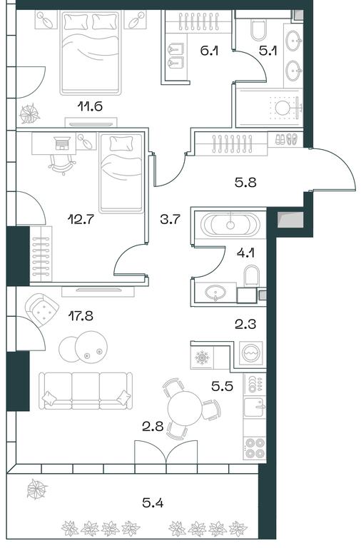 2-BD Apartment Sale, 82.9 sq. m. at SHIFT, 2nd Donskoy Drive, 10, Moscow, Russia #1 2-BD Apartment Sale, 82.9 sq. m. at SHIFT, 2nd Donskoy Drive, 10, Moscow, Russia #1