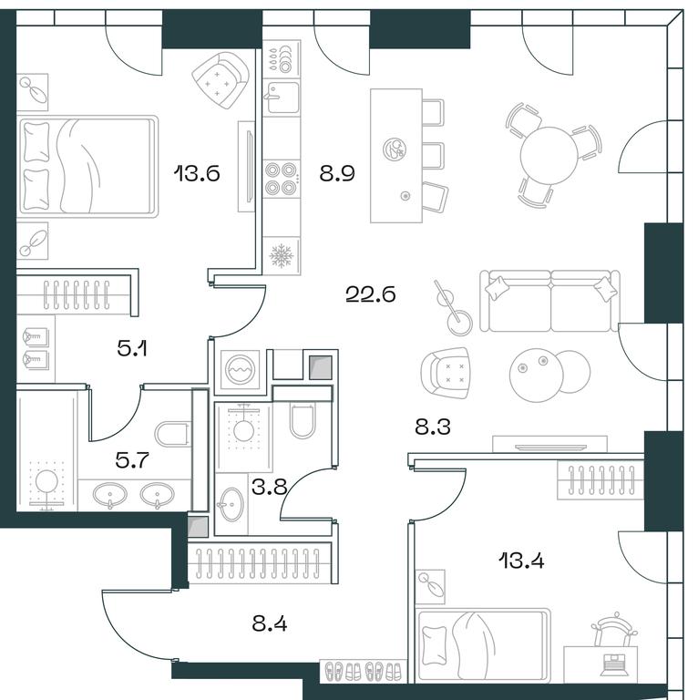 2-BD Apartment Sale, 90.7平方米 at SHIFT, 2nd Donskoy Drive, 10, Moscow, Russia #1 2-BD Apartment Sale, 90.7平方米 at SHIFT, 2nd Donskoy Drive, 10, Moscow, Russia #1