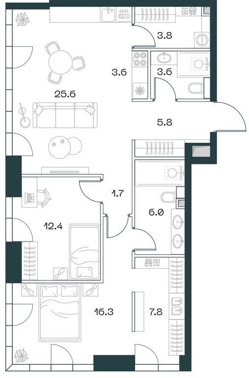 2-BD Apartment Sale, 86.6 sq. m. at SHIFT, 2nd Donskoy Drive, 10, Moscow, Russia #1 2-BD Apartment Sale, 86.6 sq. m. at SHIFT, 2nd Donskoy Drive, 10, Moscow, Russia #1