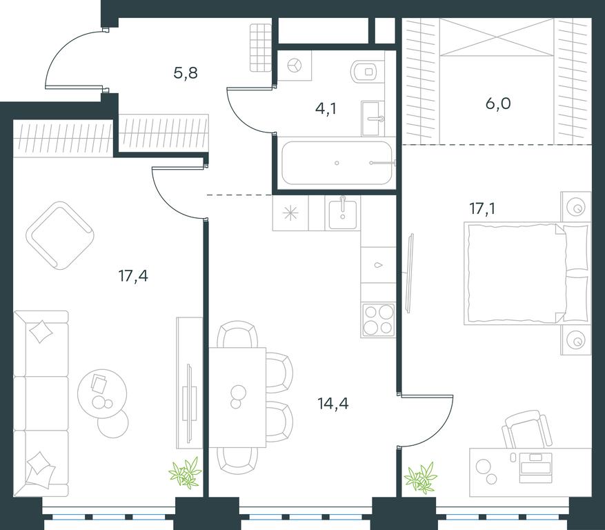 1-BD Apartment Sale, 64.8 sq. m. at Level Yzhnoportovaya, Yuzhnoportovaya Street, 28Ас17, Moscow, Russia #1 1-BD Apartment Sale, 64.8 sq. m. at Level Yzhnoportovaya, Yuzhnoportovaya Street, 28Ас17, Moscow, Russia #1