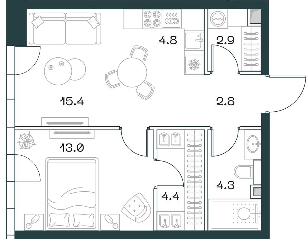 1-BD Apartment Sale, 47.6 sq. m. at SHIFT, 2nd Donskoy Drive, 10, Moscow, Russia #1 1-BD Apartment Sale, 47.6 sq. m. at SHIFT, 2nd Donskoy Drive, 10, Moscow, Russia #1