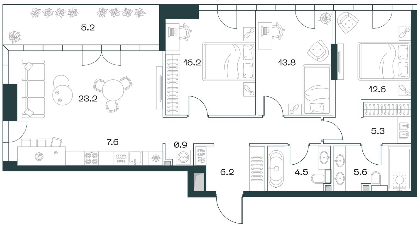 2-BD Apartment Sale, 107.6 sq. m. at SHIFT, 2nd Donskoy Drive, 10, Moscow, Russia #1