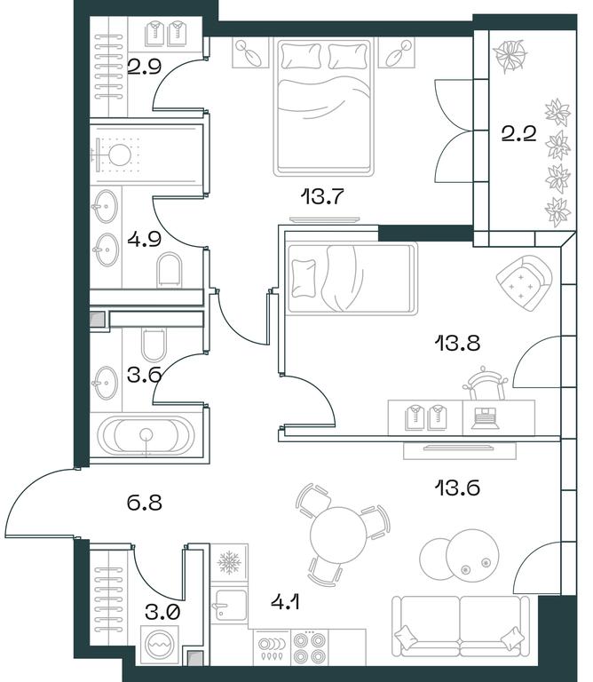 2-BD Apartment Sale, 68.6 sq. m. at SHIFT, 2nd Donskoy Drive, 10, Moscow, Russia #1 2-BD Apartment Sale, 68.6 sq. m. at SHIFT, 2nd Donskoy Drive, 10, Moscow, Russia #1