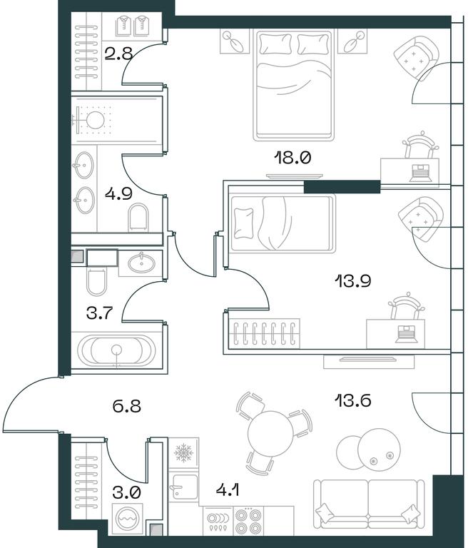 2-BD Apartment Sale, 70.8平方米 at SHIFT, 2nd Donskoy Drive, 10, Moscow, Russia #1 2-BD Apartment Sale, 70.8平方米 at SHIFT, 2nd Donskoy Drive, 10, Moscow, Russia #1