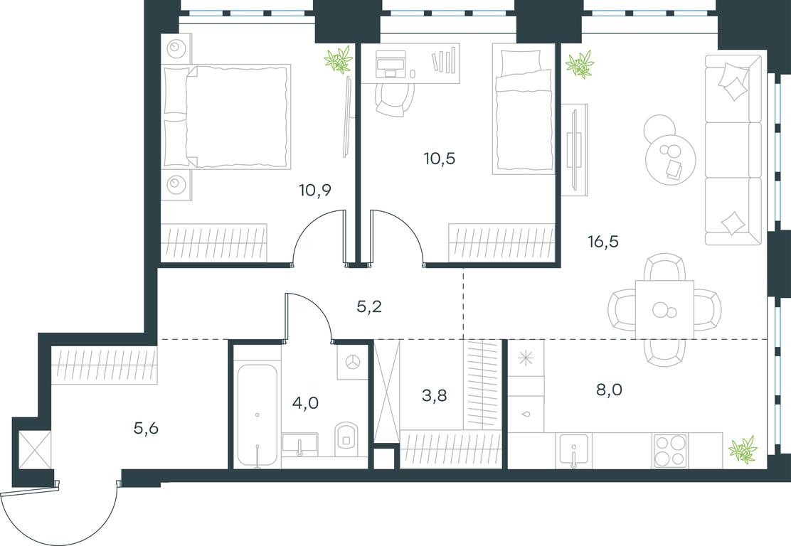 2-BD Apartment Sale, 64.5平方米 at Level Yzhnoportovaya, Yuzhnoportovaya Street, 28Ас17, Moscow, Russia #1 2-BD Apartment Sale, 64.5平方米 at Level Yzhnoportovaya, Yuzhnoportovaya Street, 28Ас17, Moscow, Russia #1