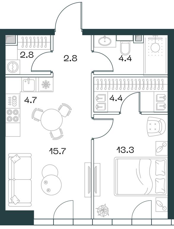 1-BD Apartment Sale, 48.1平方米 at SHIFT, 2nd Donskoy Drive, 10, Moscow, Russia #1 1-BD Apartment Sale, 48.1平方米 at SHIFT, 2nd Donskoy Drive, 10, Moscow, Russia #1