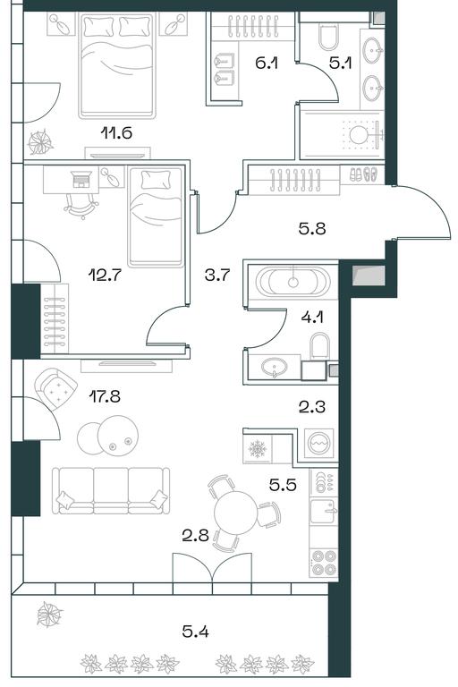2-BD Apartment Sale, 82.9 sq. m. at SHIFT, 2nd Donskoy Drive, 10, Moscow, Russia #1 2-BD Apartment Sale, 82.9 sq. m. at SHIFT, 2nd Donskoy Drive, 10, Moscow, Russia #1
