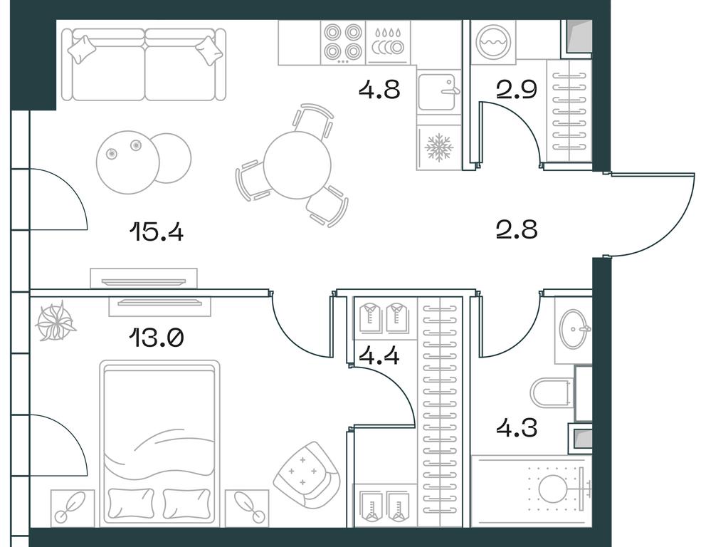 1-BD Apartment Sale, 47.6平方米 at SHIFT, 2nd Donskoy Drive, 10, Moscow, Russia #1 1-BD Apartment Sale, 47.6平方米 at SHIFT, 2nd Donskoy Drive, 10, Moscow, Russia #1