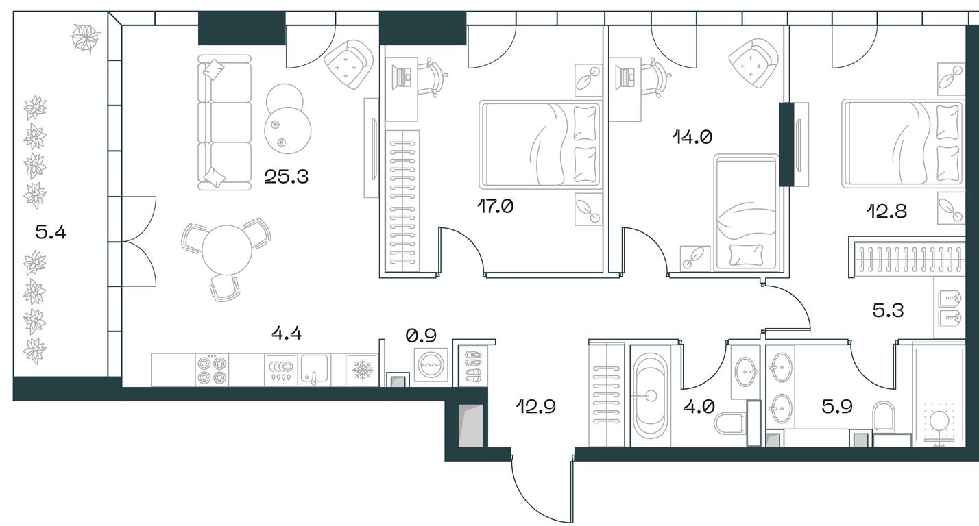 2-BD Apartment Sale, 107.8 sq. m. at SHIFT, 2nd Donskoy Drive, 10, Moscow, Russia #1 2-BD Apartment Sale, 107.8 sq. m. at SHIFT, 2nd Donskoy Drive, 10, Moscow, Russia #1