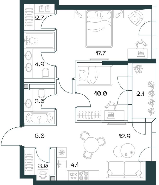 2-BD Apartment Sale, 67.2平方米 at SHIFT, 2nd Donskoy Drive, 10, Moscow, Russia #1 2-BD Apartment Sale, 67.2平方米 at SHIFT, 2nd Donskoy Drive, 10, Moscow, Russia #1
