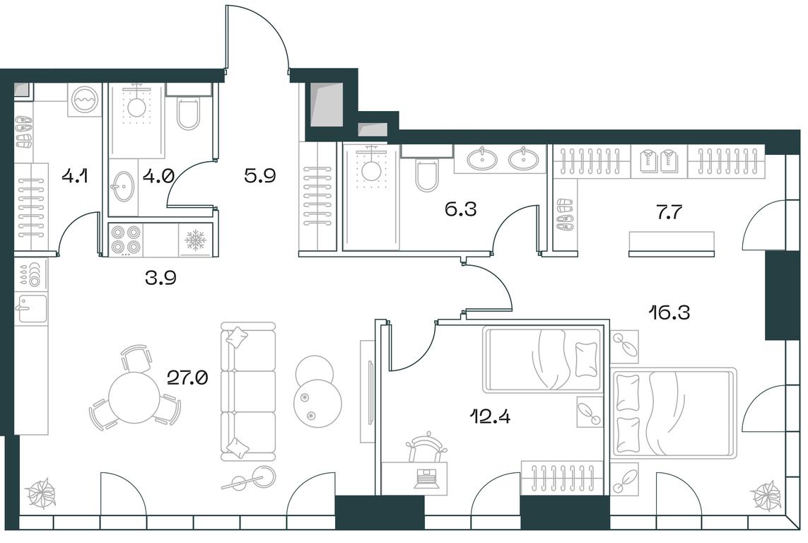 2-BD Apartment Sale, 87.6 sq. m. at SHIFT, 2nd Donskoy Drive, 10, Moscow, Russia #1 2-BD Apartment Sale, 87.6 sq. m. at SHIFT, 2nd Donskoy Drive, 10, Moscow, Russia #1