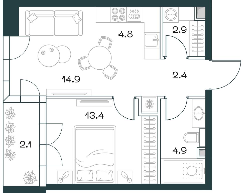 1-BD Apartment Sale, 45.4平方米 at SHIFT, 2nd Donskoy Drive, 10, Moscow, Russia #1 1-BD Apartment Sale, 45.4平方米 at SHIFT, 2nd Donskoy Drive, 10, Moscow, Russia #1