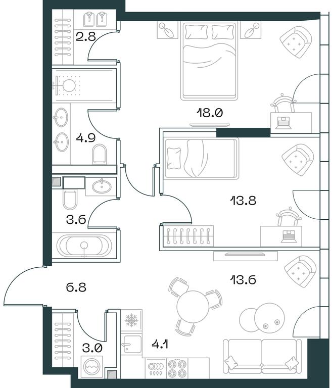 2-BD Apartment Sale, 70.6平方米 at SHIFT, 2nd Donskoy Drive, 10, Moscow, Russia #1 2-BD Apartment Sale, 70.6平方米 at SHIFT, 2nd Donskoy Drive, 10, Moscow, Russia #1