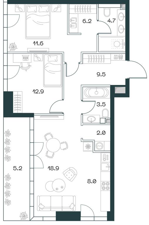 2-BD Apartment Sale, 82.5 sq. m. at SHIFT, 2nd Donskoy Drive, 10, Moscow, Russia #1 2-BD Apartment Sale, 82.5 sq. m. at SHIFT, 2nd Donskoy Drive, 10, Moscow, Russia #1