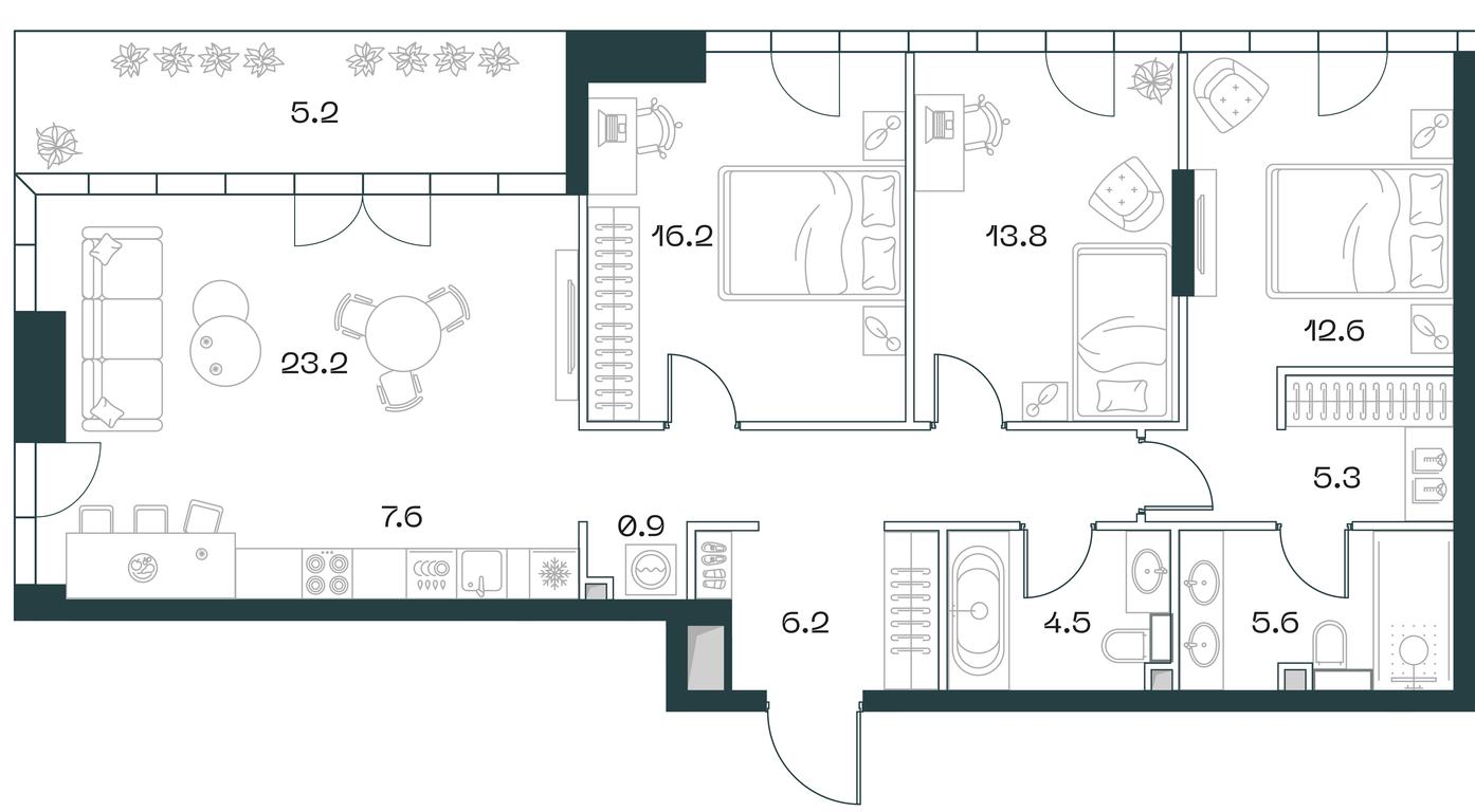 2-BD Apartment Sale, 107.6平方米 at SHIFT, 2nd Donskoy Drive, 10, Moscow, Russia #1