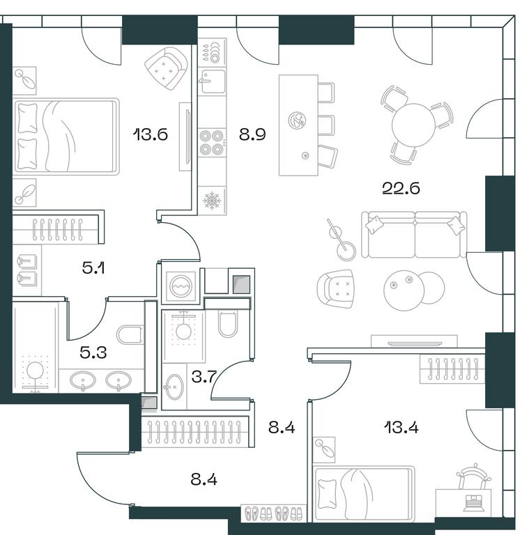 2-BD Apartment Sale, 90.3平方米 at SHIFT, 2nd Donskoy Drive, 10, Moscow, Russia #1 2-BD Apartment Sale, 90.3平方米 at SHIFT, 2nd Donskoy Drive, 10, Moscow, Russia #1