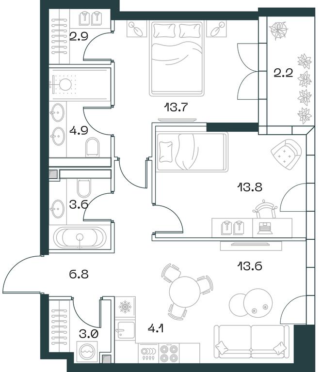 2-BD Apartment Sale, 68.6 sq. m. at SHIFT, 2nd Donskoy Drive, 10, Moscow, Russia #1 2-BD Apartment Sale, 68.6 sq. m. at SHIFT, 2nd Donskoy Drive, 10, Moscow, Russia #1