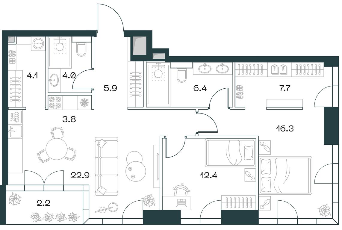 2-BD Apartment Sale, 85.7 sq. m. at SHIFT, 2nd Donskoy Drive, 10, Moscow, Russia #1 2-BD Apartment Sale, 85.7 sq. m. at SHIFT, 2nd Donskoy Drive, 10, Moscow, Russia #1