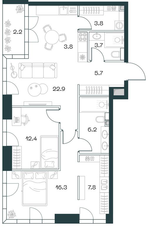 2-BD Apartment Sale, 84.1 sq. m. at SHIFT, 2nd Donskoy Drive, 10, Moscow, Russia #1 2-BD Apartment Sale, 84.1 sq. m. at SHIFT, 2nd Donskoy Drive, 10, Moscow, Russia #1
