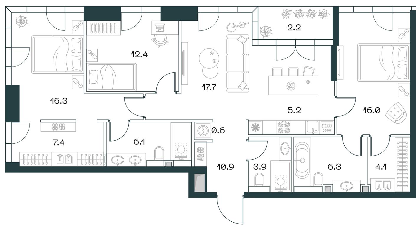 2-BD Apartment Sale, 109.1 sq. m. at SHIFT, 2nd Donskoy Drive, 10, Moscow, Russia #1 2-BD Apartment Sale, 109.1 sq. m. at SHIFT, 2nd Donskoy Drive, 10, Moscow, Russia #1