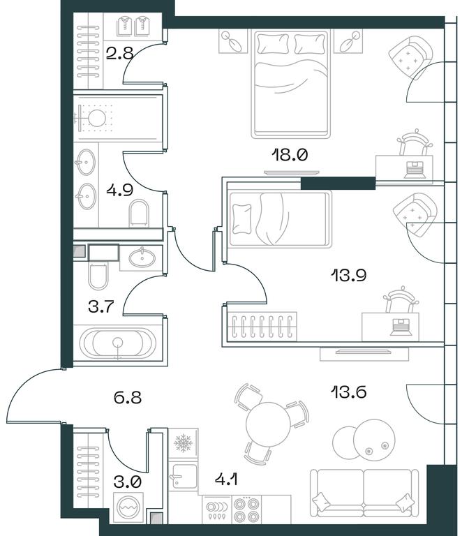 2-BD Apartment Sale, 70.8 sq. m. at SHIFT, 2nd Donskoy Drive, 10, Moscow, Russia #1 2-BD Apartment Sale, 70.8 sq. m. at SHIFT, 2nd Donskoy Drive, 10, Moscow, Russia #1
