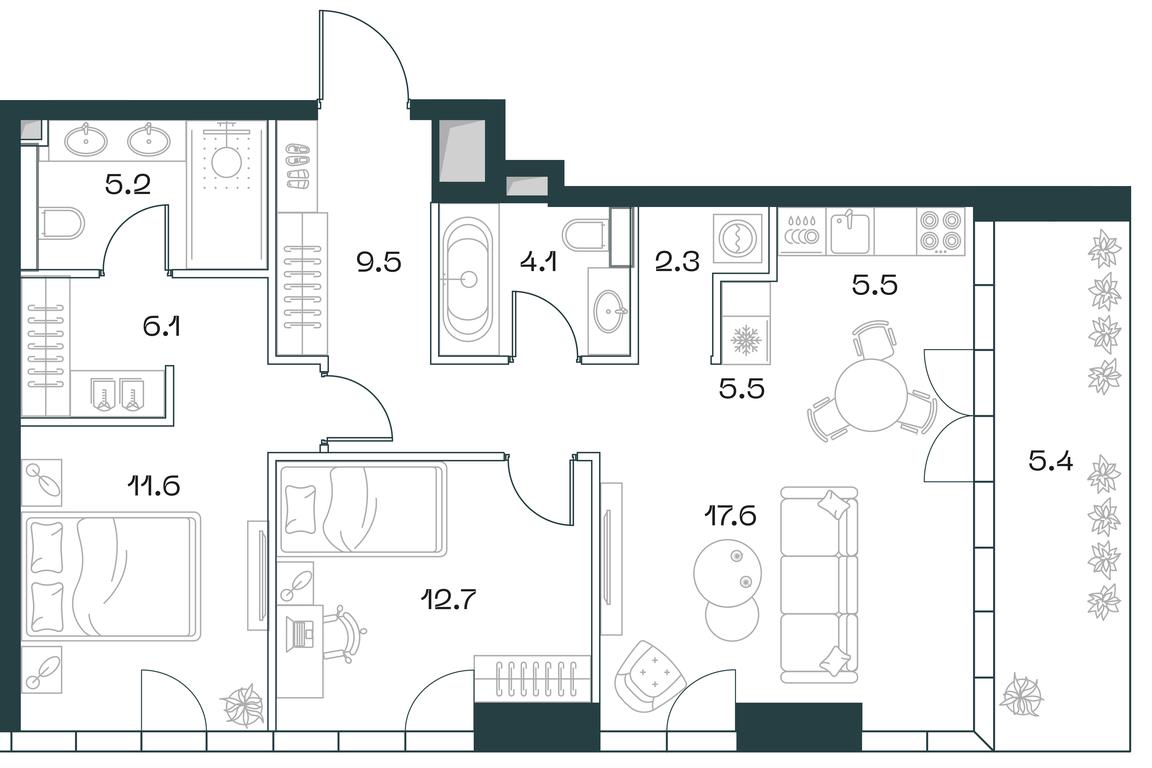 2-BD Apartment Sale, 82.8平方米 at SHIFT, 2nd Donskoy Drive, 10, Moscow, Russia #1 2-BD Apartment Sale, 82.8平方米 at SHIFT, 2nd Donskoy Drive, 10, Moscow, Russia #1