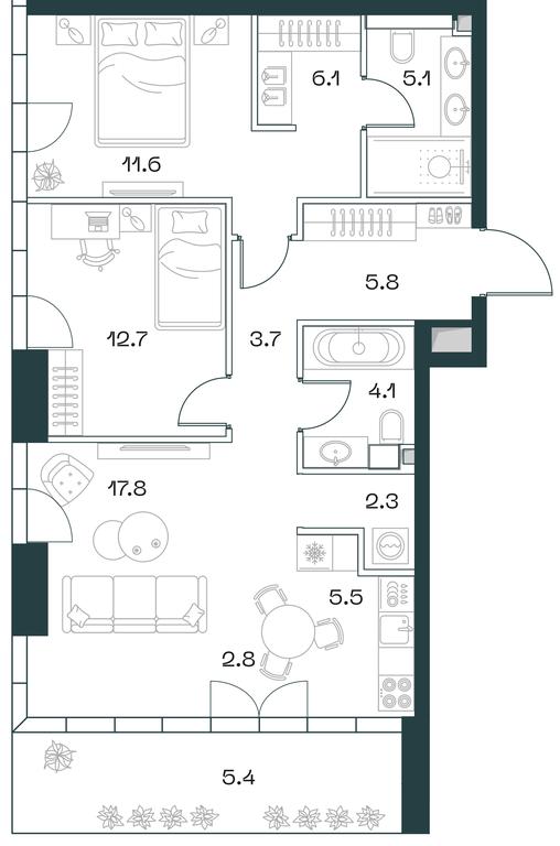 2-BD Apartment Sale, 82.9平方米 at SHIFT, 2nd Donskoy Drive, 10, Moscow, Russia #1 2-BD Apartment Sale, 82.9平方米 at SHIFT, 2nd Donskoy Drive, 10, Moscow, Russia #1
