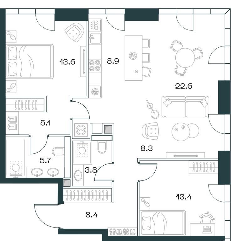 2-BD Apartment Sale, 90.7 sq. m. at SHIFT, 2nd Donskoy Drive, 10, Moscow, Russia #1 2-BD Apartment Sale, 90.7 sq. m. at SHIFT, 2nd Donskoy Drive, 10, Moscow, Russia #1