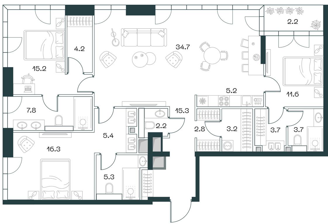3-BD Apartment Sale, 138.8 sq. m. at SHIFT, 2nd Donskoy Drive, 10, Moscow, Russia #1 3-BD Apartment Sale, 138.8 sq. m. at SHIFT, 2nd Donskoy Drive, 10, Moscow, Russia #1