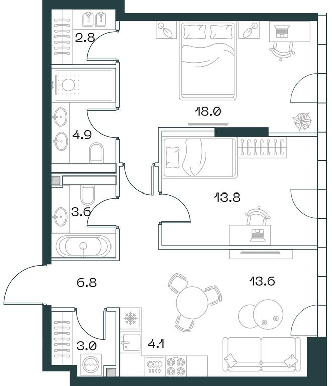 2-BD Apartment Sale, 70.6 sq. m. at SHIFT, 2nd Donskoy Drive, 10, Moscow, Russia #1 2-BD Apartment Sale, 70.6 sq. m. at SHIFT, 2nd Donskoy Drive, 10, Moscow, Russia #1