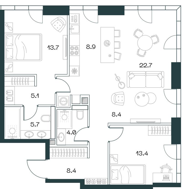 2-BD Apartment Sale, 91.1 sq. m. at SHIFT, 2nd Donskoy Drive, 10, Moscow, Russia #1 2-BD Apartment Sale, 91.1 sq. m. at SHIFT, 2nd Donskoy Drive, 10, Moscow, Russia #1